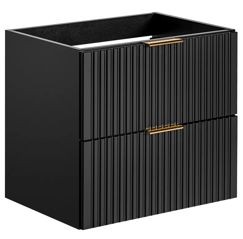 Szafka łazienkowa dwuszufladowa Temirni z blatem 60 cm czarna/dąb wotan