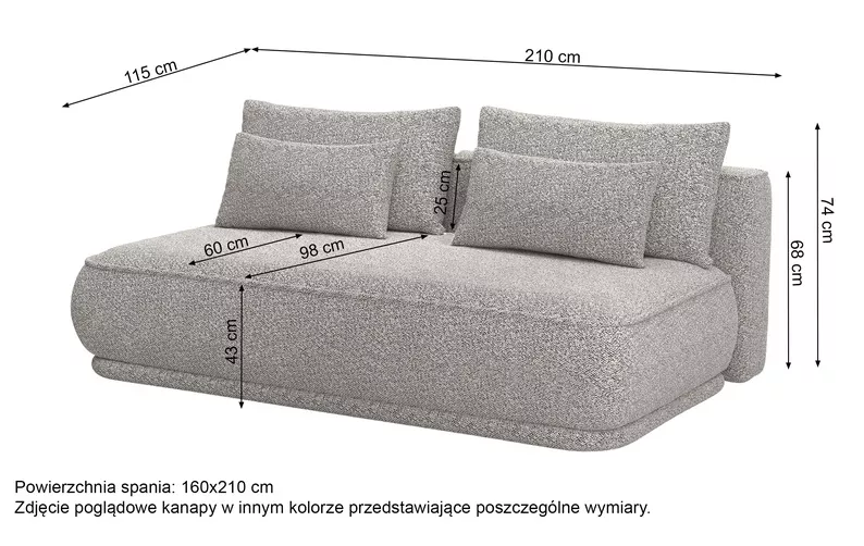 Kanapa rozkładana trzyosobowa Leanno z pojemnikiem oliwkowa boucle