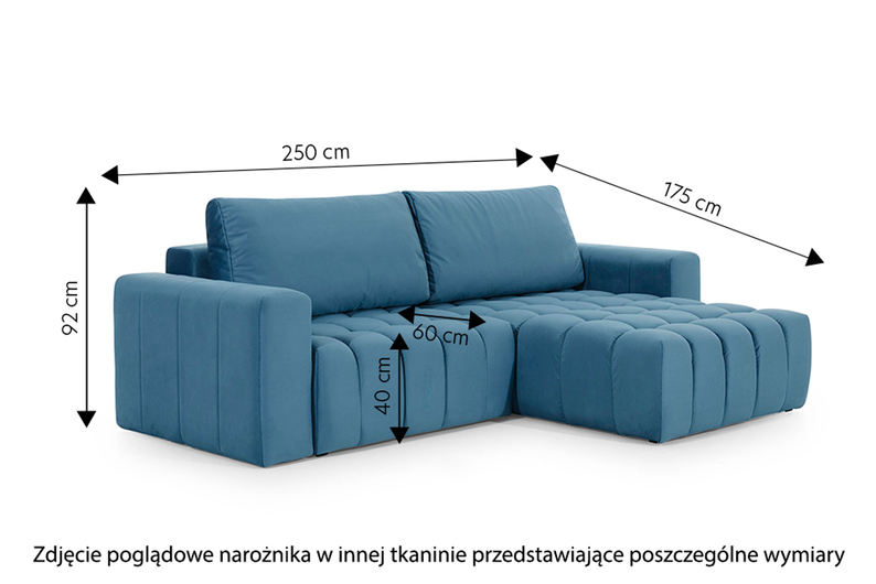 Narożnik z funkcją spania Tinctorius L-kształtny z pojemnikiem szary welwet hydrofobowy prawostronny