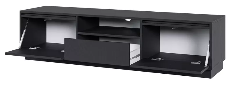 Szafka RTV dwudrzwiowa Evo z szufladą 154 cm czarna na cokole
