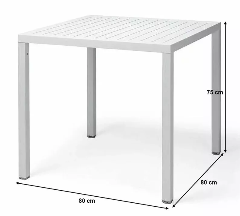 Stół ogrodowy kwadratowy Cube Nardi 80 cm z certyfikowanego tworzywa antracytowy