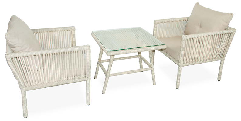 Zestaw mebli ogrodowych Blosset z dwoma fotelami i stolikiem aluminium kremowy