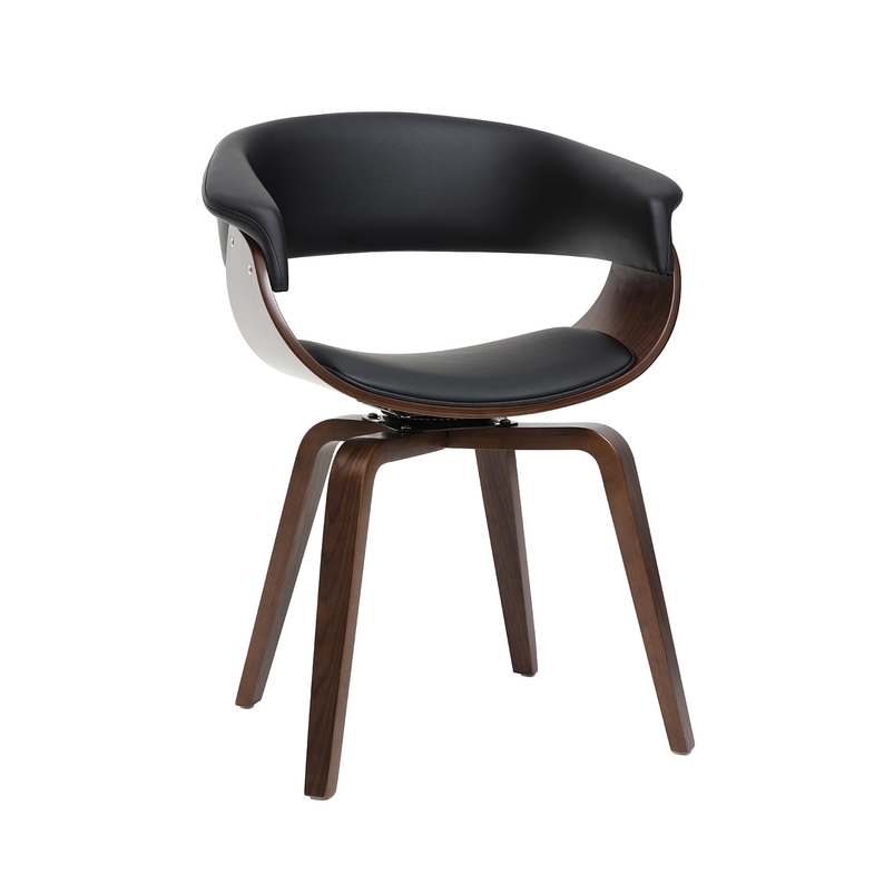 Krzesło tapicerowane Asarlo czarna ekoskóra na orzechowych nogach