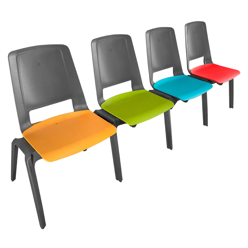 Zestaw czterech krzeseł konferencyjnych Fila czerwono-szare