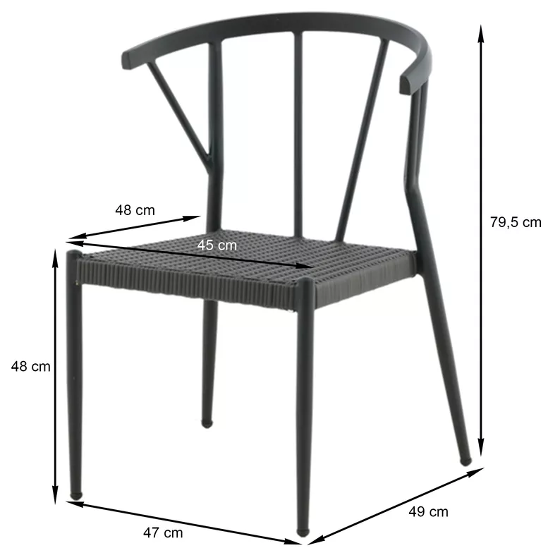 Krzesło ogrodowe Stina aluminium czarne