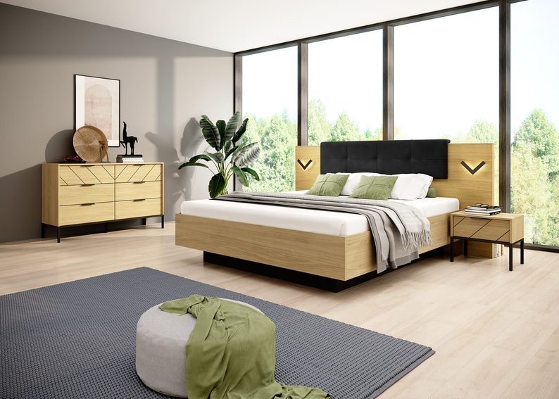 Komoda Vilhena z szufladami 138 cm Dąb scandi / Czarny