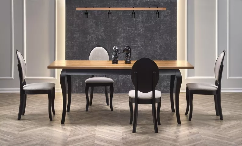 Stół rozkładany Mossibi 160-200x80 cm ciemny dąb/czarny