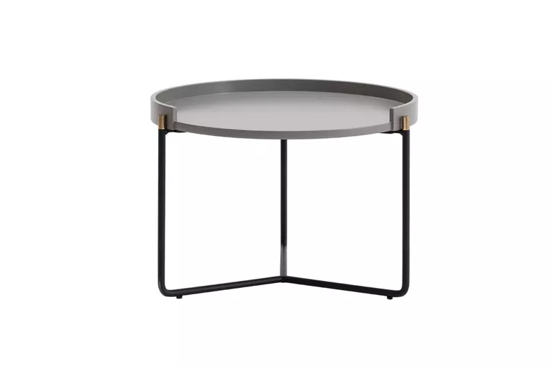 Zestaw stolików kawowych Proverly okrągłe blaty średnica 60 i 80 cm beżowy/szary