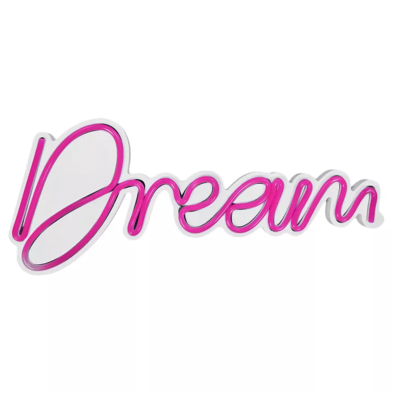 Neon na ścianę Letely z napisem Dream różowy