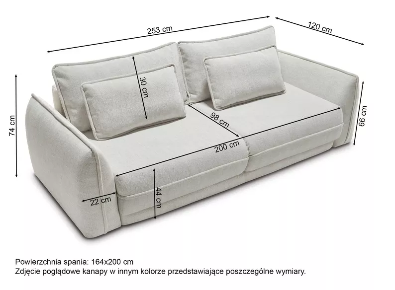 Kanapa rozkładana trzyosobowa Desertes jasnoszara plecionka