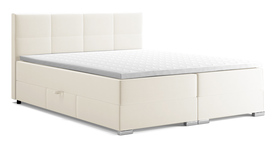 Łóżko kontynentalne 180x200 cm Palazzine z pojemnikami i topperem jasnobeżowe