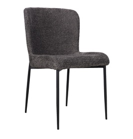 Krzesło tapicerowane Neul szary bouclé na czarnych nogach
