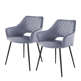 Zestaw dwóch krzeseł tapicerowanych z podłokietnikami Meriva szare