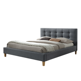 Łóżko tapicerowane Alford 160x200 cm szare