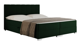 Łóżko kontynentalne 160x200 cm Moluki z pojemnikami i topperem ciemnozielone