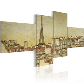 Paris In Retro Style 4 Piece Canvas Print 200x90 cm
