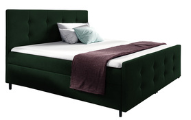 Łóżko kontynentalne Gawello 120x200 z dwoma pojemnikami, materacem i topperem zielone hydrofobowe