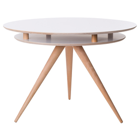 Stół okrągły Triad z podwójnym blatem 105 cm Biały / Naturalny