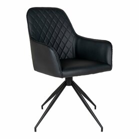 Krzesło tapicerowane Rozates czarne ze sztucznej skóry