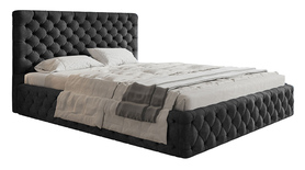 Łóżko tapicerowane 160x200 cm Bellaris z pojemnikiem i pikowaniem ciemnoszare
