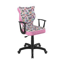 Krzesło biurowe młodzieżowe Norm z motywem motyli na czarnej podstawie rozmiar 5