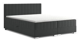 Łóżko kontynentalne 180x200 cm Libbiano z pojemnikami i topperem ciemnoszare