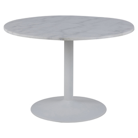 Stół okrągły Fliese średnica 110 cm biały marmur na białej podstawie