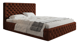 Łóżko tapicerowane 140x200 cm Bellaris z pojemnikiem i pikowaniem miedziane