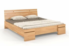 Łóżko Lopar z drewna bukowego z pojemnikiem na pościel 200x200 cm Naturalny