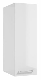 Szafka łazienkowa wysoka Modullac 30 cm wisząca głęboka biały połysk ze srebrnym uchwytem