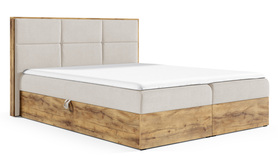 Łóżko kontynentalne Maribella 160x200 z dwoma pojemnikami i materacem kremowe