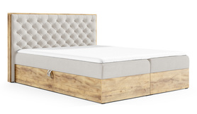 Łóżko kontynentalne Milanella 180x200 z dwoma pojemnikami i materacem kremowe