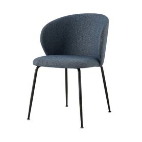 Krzesło tapicerowane Mealize w tkaninie hydrofobowej ciemnoniebieskie na czarnych nogach