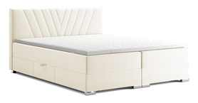 Łóżko kontynentalne 160x200 cm Caldana z pojemnikami i topperem jasnobeżowe