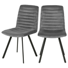 Zestaw dwóch krzeseł tapicerowanych Kimmy ciemnoszare na metalowych czarnych nogach
