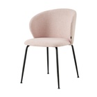 Krzesło tapicerowane Mealize w tkaninie hydrofobowej różowe na czarnych nogach