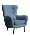 Fotel wypoczynkowy uszak Vence niebieski w tkaninie łatwoczyszczącej welur nóżki czarne