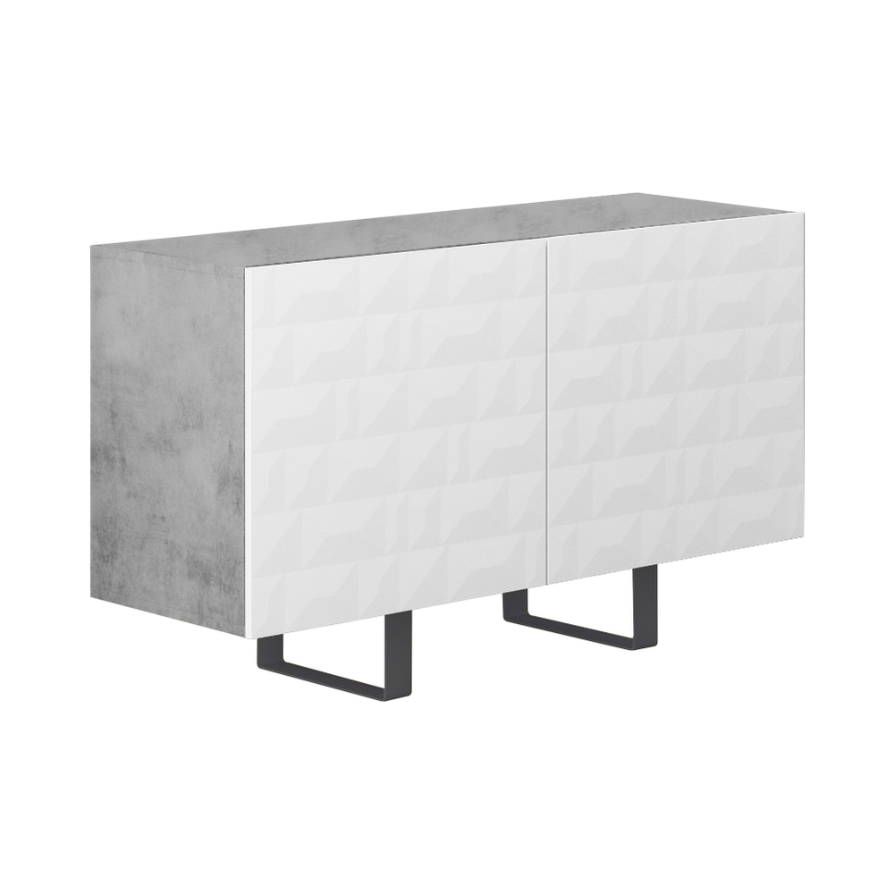 SELSEY Włoska komoda dwudrzwiowa Balwin 110 cm z przetworzonych butelek PET Beton/Biały