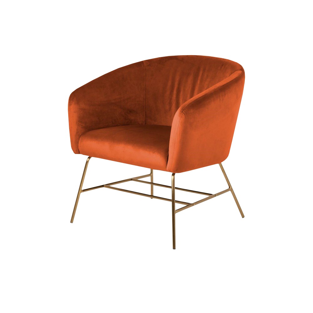 Fotel Isoleta pomarańczowy na złotych nogach-Zdjęcie-0